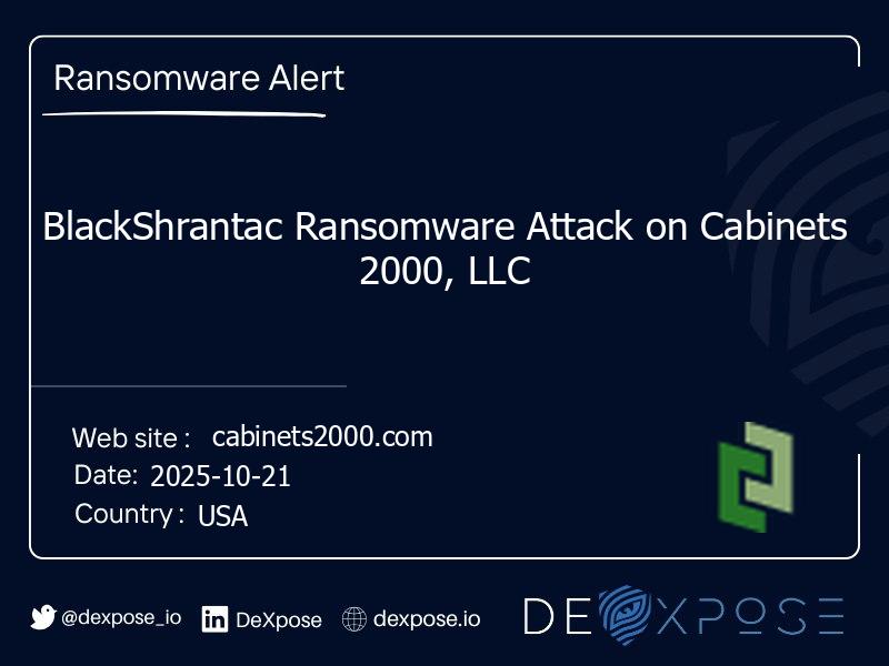 BlackShrantac Ransomware Attack on Cabinets 2000, LLC