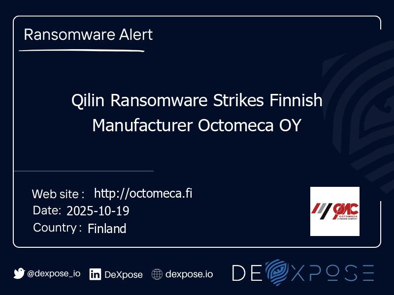 Qilin Ransomware Strikes Finnish Manufacturer Octomeca OY