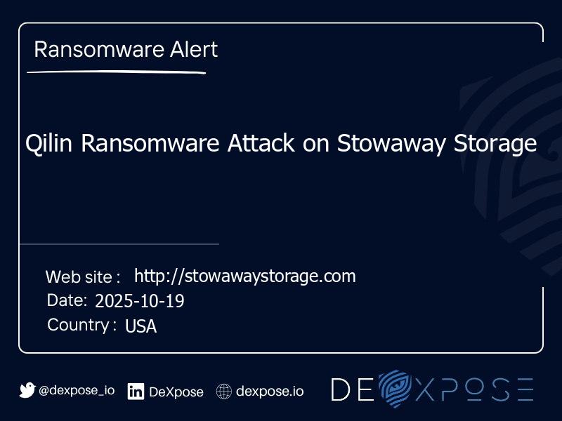 Qilin Ransomware Attack on Stowaway Storage