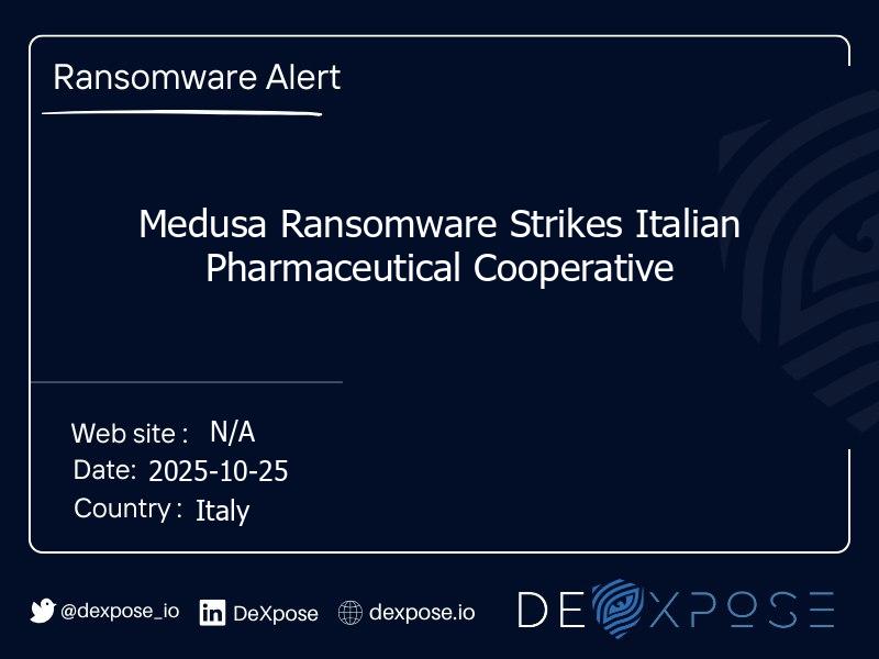 Medusa Ransomware Strikes Italian Pharmaceutical Cooperative
