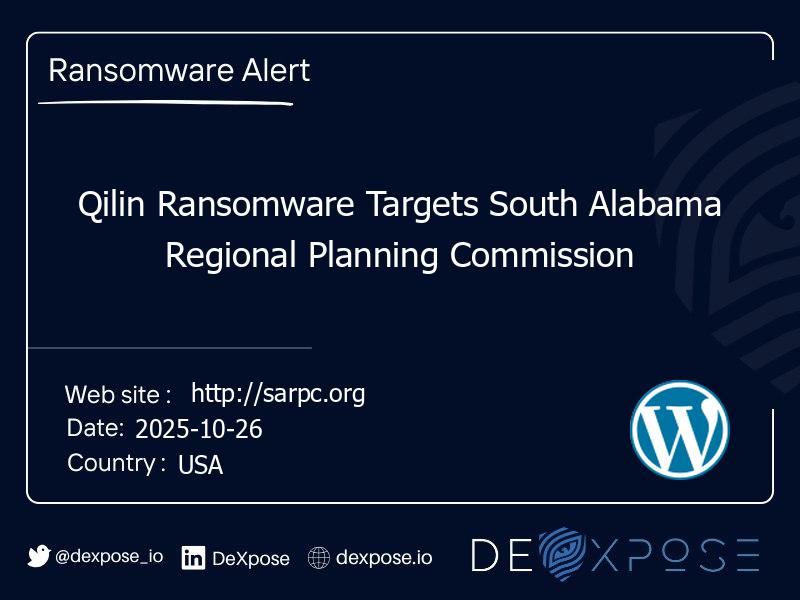 Qilin Ransomware Targets South Alabama Regional Planning Commission