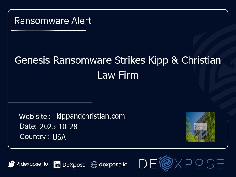Genesis Ransomware Strikes Kipp & Christian Law Firm