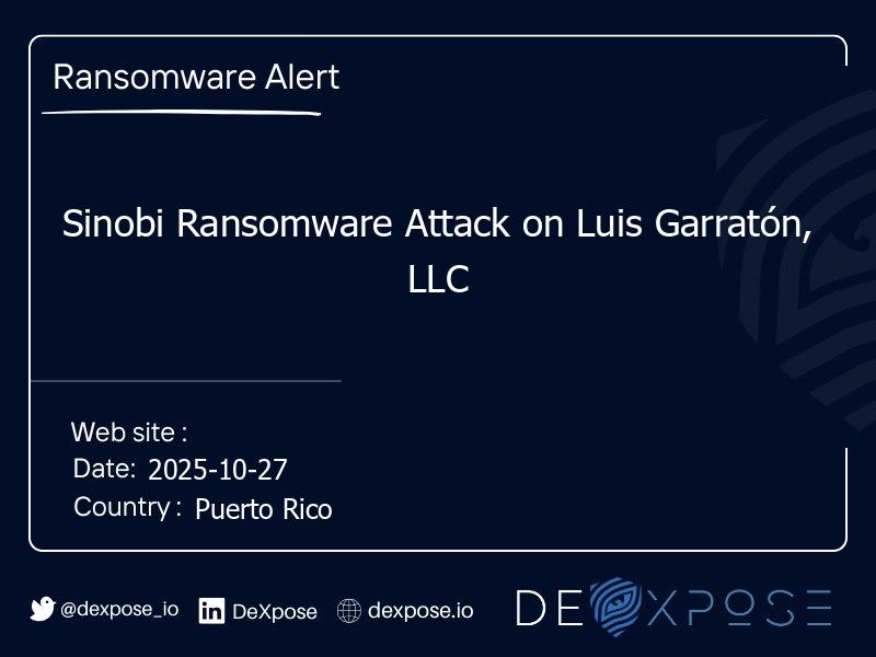Sinobi Ransomware Attack on Luis Garratón, LLC