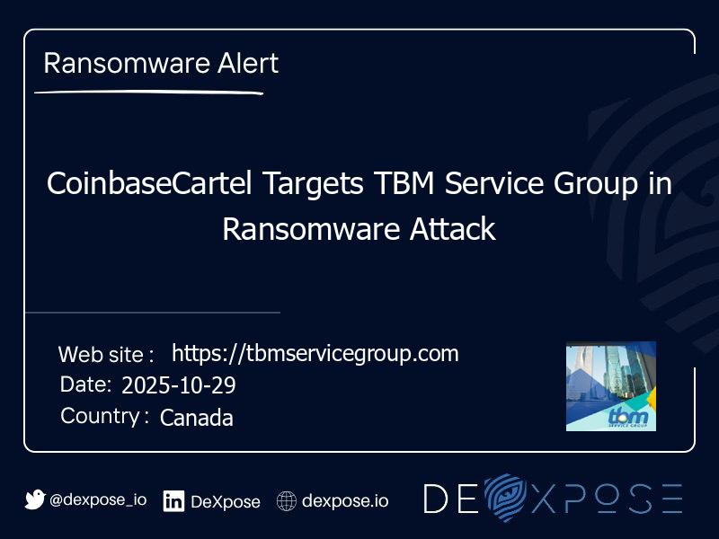 CoinbaseCartel Targets TBM Service Group in Ransomware Attack