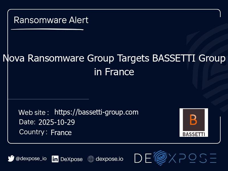 Nova Ransomware Group Targets BASSETTI Group in France