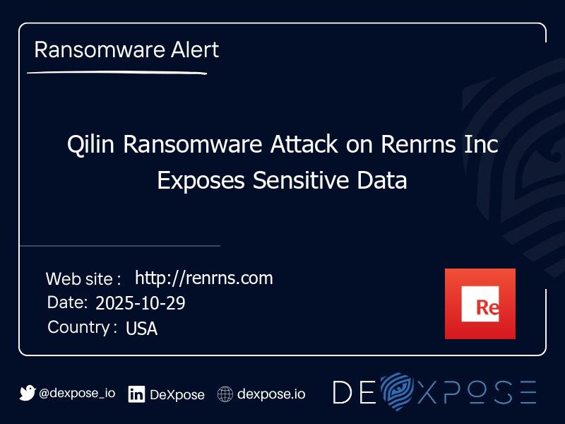 Qilin Ransomware Attack on Renrns Inc Exposes Sensitive Data