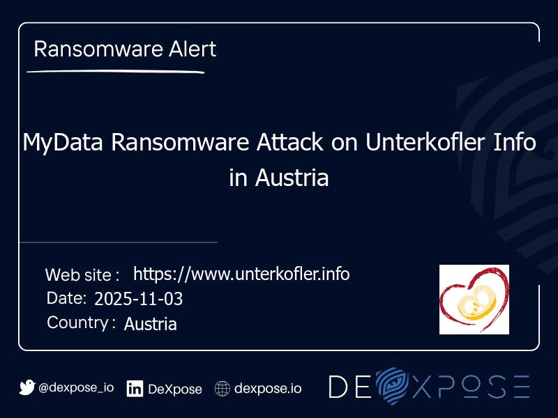 MyData Ransomware Attack on Unterkofler Info in Austria