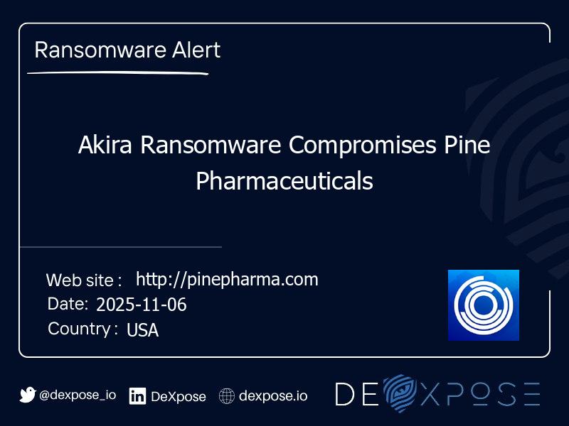 Akira Ransomware Compromises Pine Pharmaceuticals