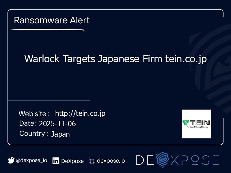 Warlock Targets Japanese Firm tein.co.jp