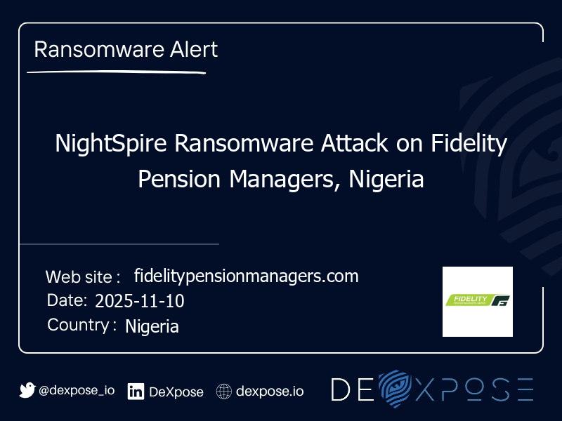 NightSpire Ransomware Attack on Fidelity Pension Managers, Nigeria