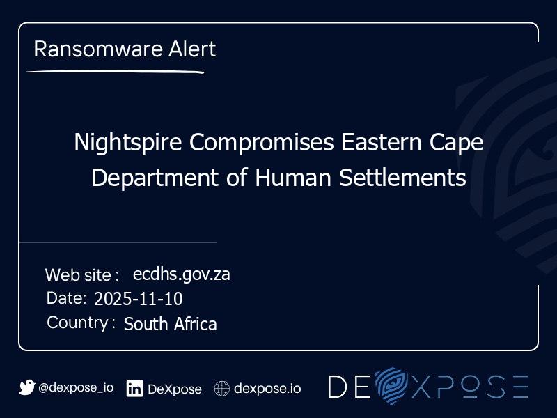 Nightspire Compromises Eastern Cape Department of Human Settlements