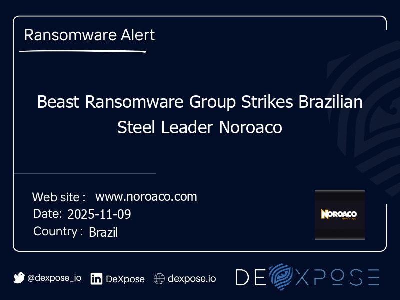 Beast Ransomware Group Strikes Brazilian Steel Leader Noroaco