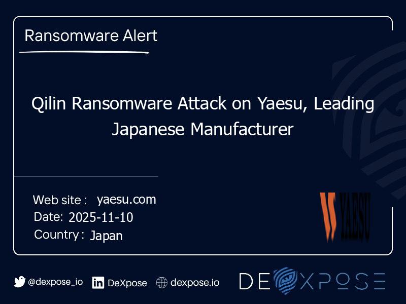 Qilin Ransomware Attack on Yaesu, Leading Japanese Manufacturer
