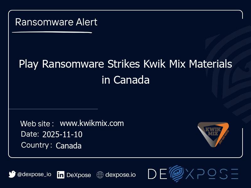 Play Ransomware Strikes Kwik Mix Materials in Canada