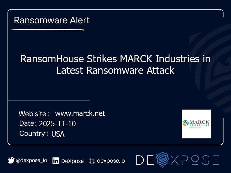 RansomHouse Strikes MARCK Industries in Latest Ransomware Attack