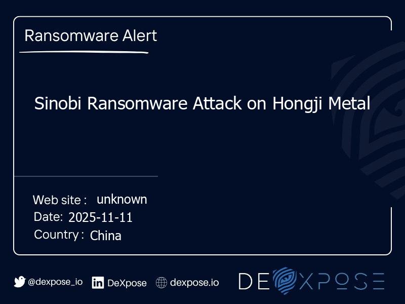 Sinobi Ransomware Attack on Hongji Metal