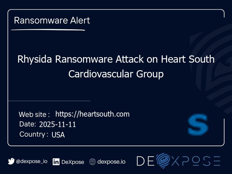 Rhysida Ransomware Attack on Heart South Cardiovascular Group