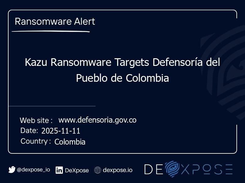 Kazu Ransomware Targets Defensoría del Pueblo de Colombia