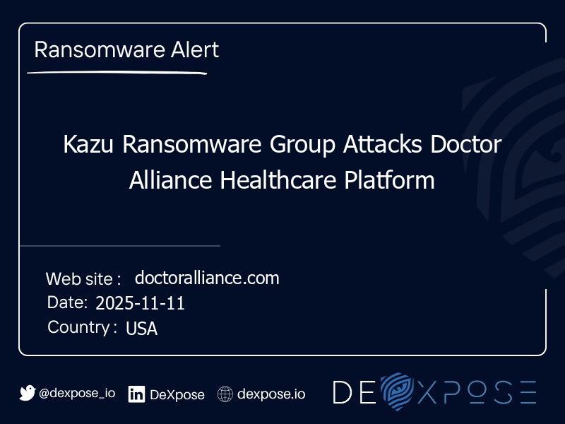 Kazu Ransomware Group Attacks Doctor Alliance Healthcare Platform
