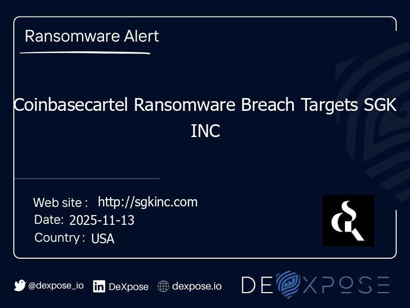 Coinbasecartel Ransomware Breach Targets SGK INC