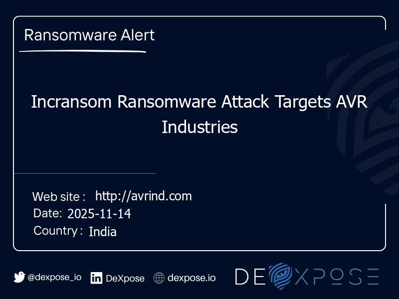 Incransom Ransomware Attack Targets AVR Industries