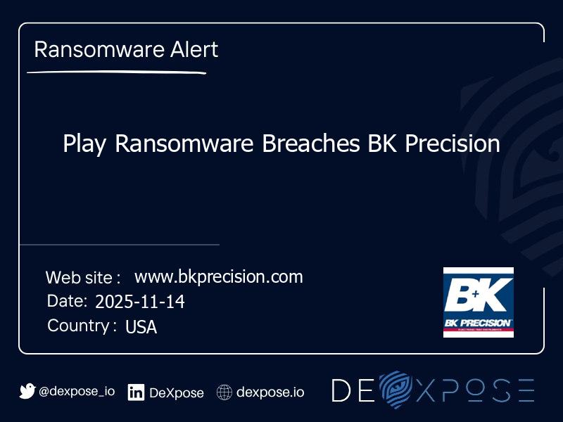 Play Ransomware Breaches BK Precision