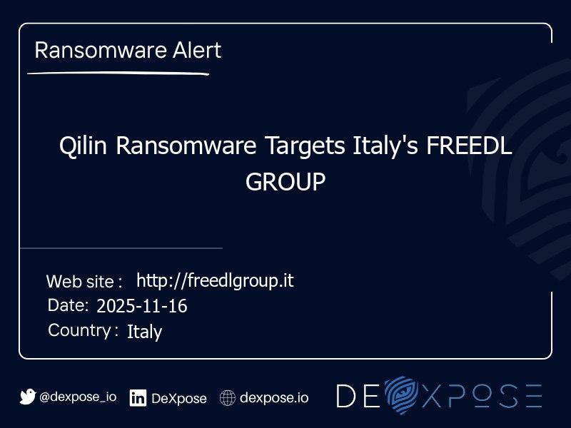 Qilin Ransomware Targets Italy's FREEDL GROUP