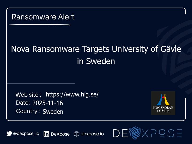 Nova Ransomware Targets University of Gävle in Sweden