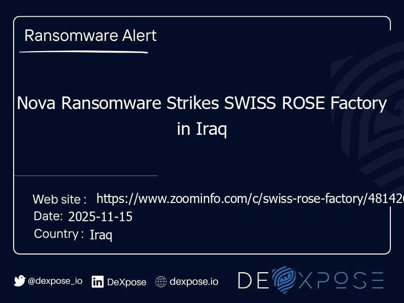 Nova Ransomware Strikes SWISS ROSE Factory in Iraq