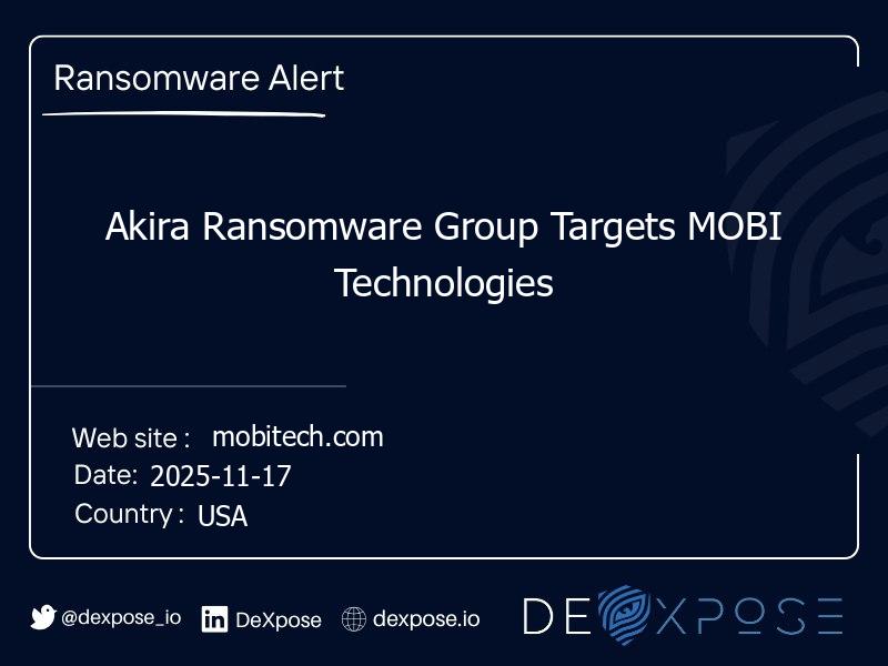 Akira Ransomware Group Targets MOBI Technologies