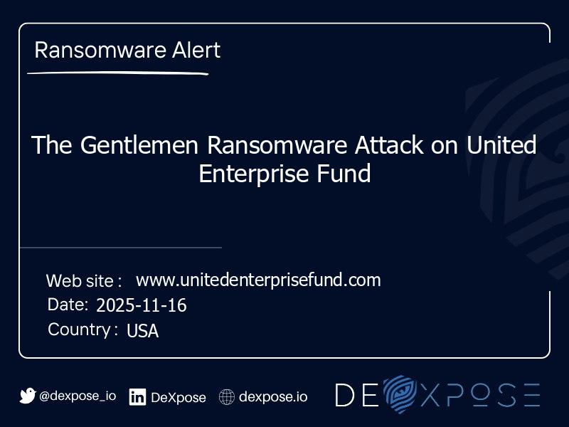 The Gentlemen Ransomware Attack on United Enterprise Fund