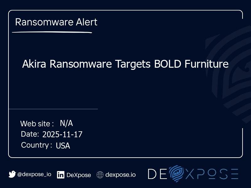 Akira Ransomware Targets BOLD Furniture