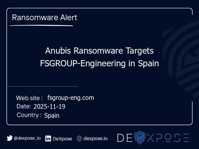 Anubis Ransomware Targets FSGROUP-Engineering in Spain