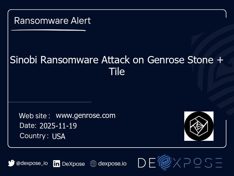 Sinobi Ransomware Attack on Genrose Stone + Tile