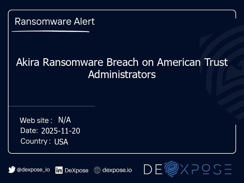 Akira Ransomware Breach on American Trust Administrators