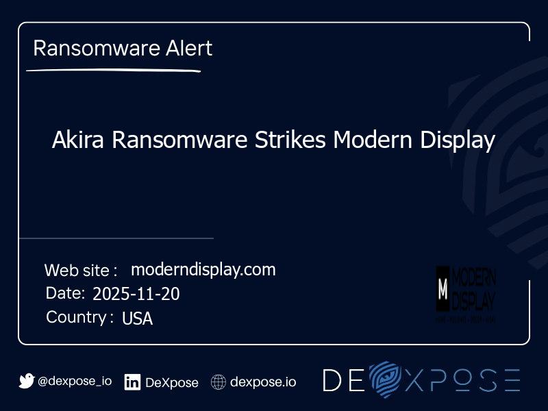 Akira Ransomware Strikes Modern Display
