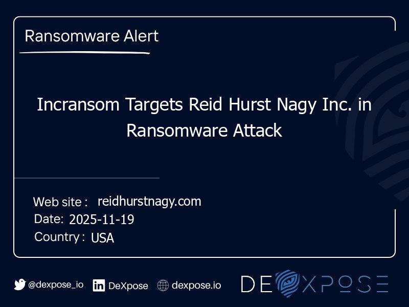 Incransom Targets Reid Hurst Nagy Inc. in Ransomware Attack