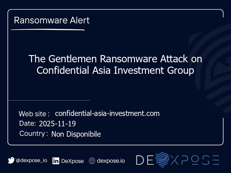 The Gentlemen Ransomware Attack on Confidential Asia Investment Group