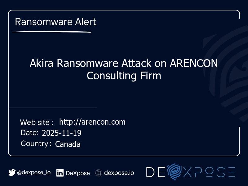 Akira Ransomware Attack on ARENCON Consulting Firm