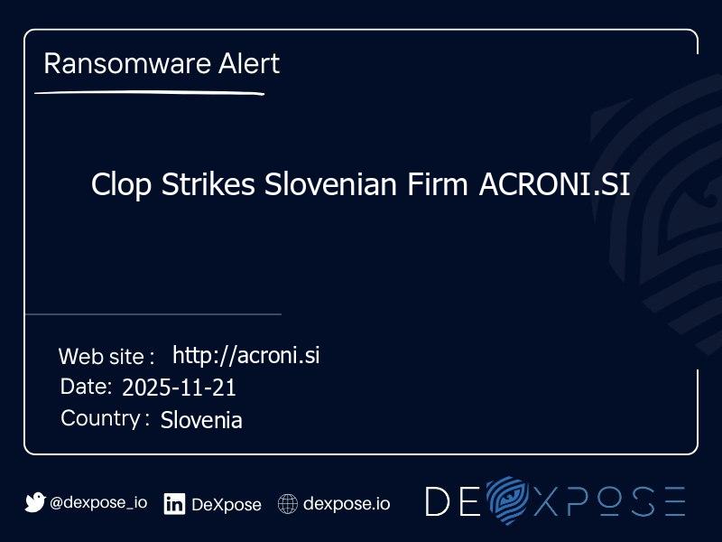 Clop Strikes Slovenian Firm ACRONI.SI