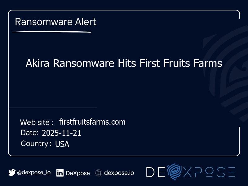 Akira Ransomware Hits First Fruits Farms