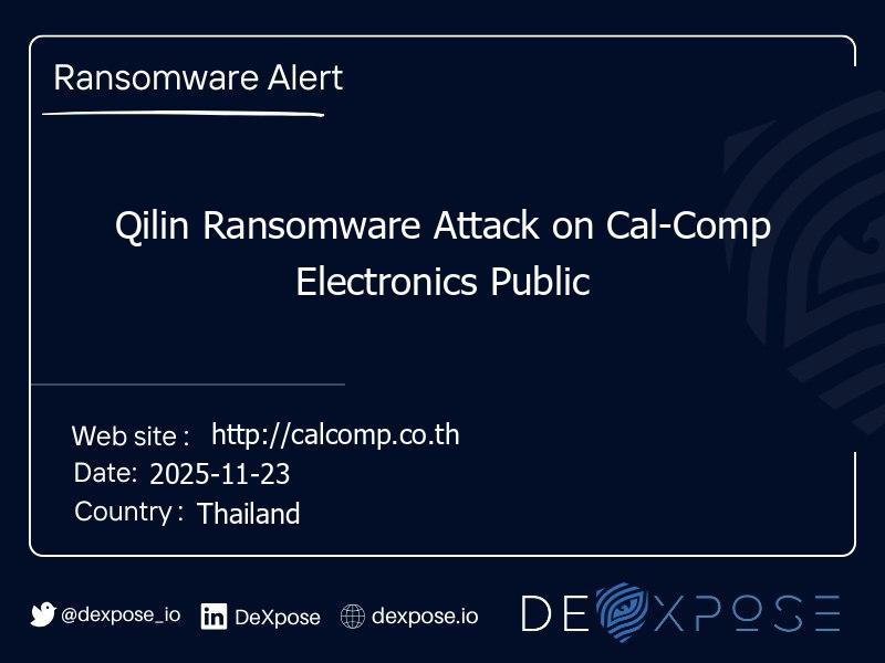 Qilin Ransomware Attack on Cal-Comp Electronics Public