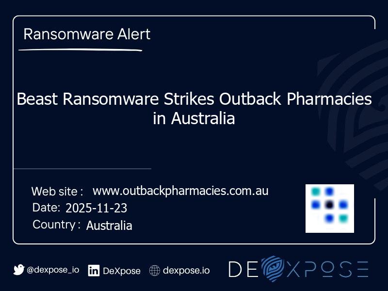 Beast Ransomware Strikes Outback Pharmacies in Australia