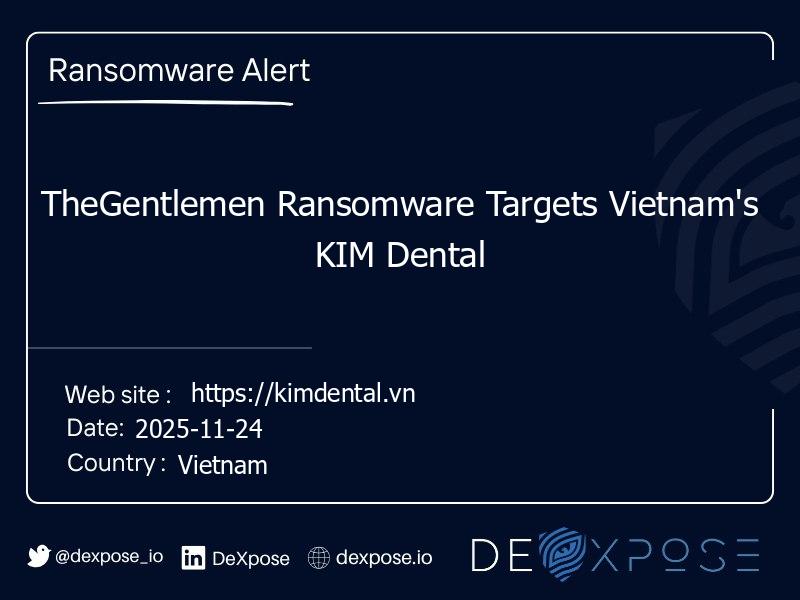 TheGentlemen Ransomware Targets Vietnam's KIM Dental