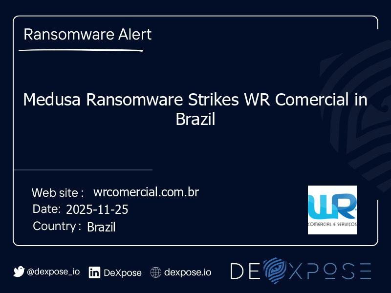 Medusa Ransomware Strikes WR Comercial in Brazil