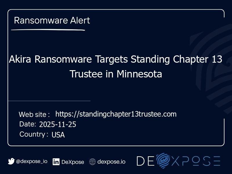 Akira Ransomware Targets Standing Chapter 13 Trustee in Minnesota