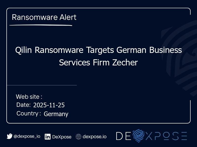 Qilin Ransomware Targets German Business Services Firm Zecher