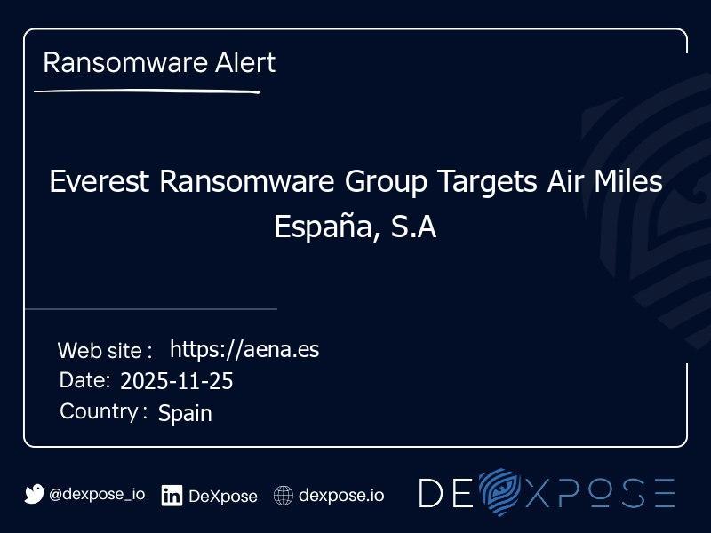 Everest Ransomware Group Targets Air Miles España, S.A