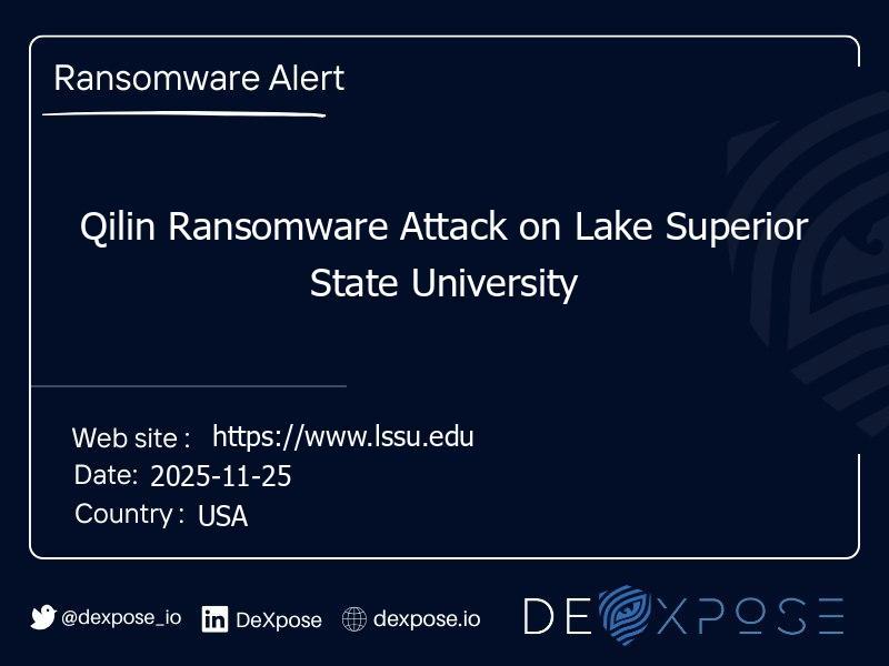 Qilin Ransomware Attack on Lake Superior State University