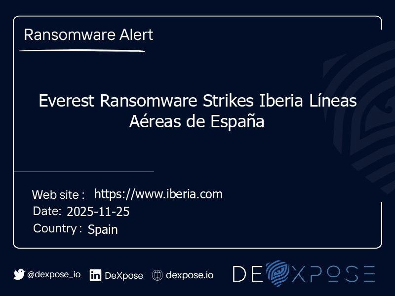 Everest Ransomware Strikes Iberia Líneas Aéreas de España